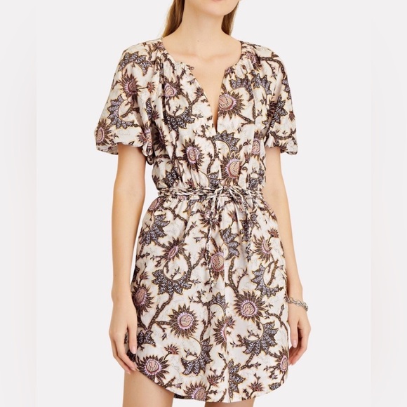 A.L.C. Adelaide Floral Tie Waist Puff Sleeve Mini Dress SZ 10 - Picture 3 of 15